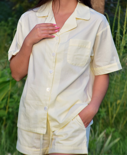 Klassic eM Yellow Cotton Sleepwear Set — 100% Cotton Short Sleeve & Short Pajama Set