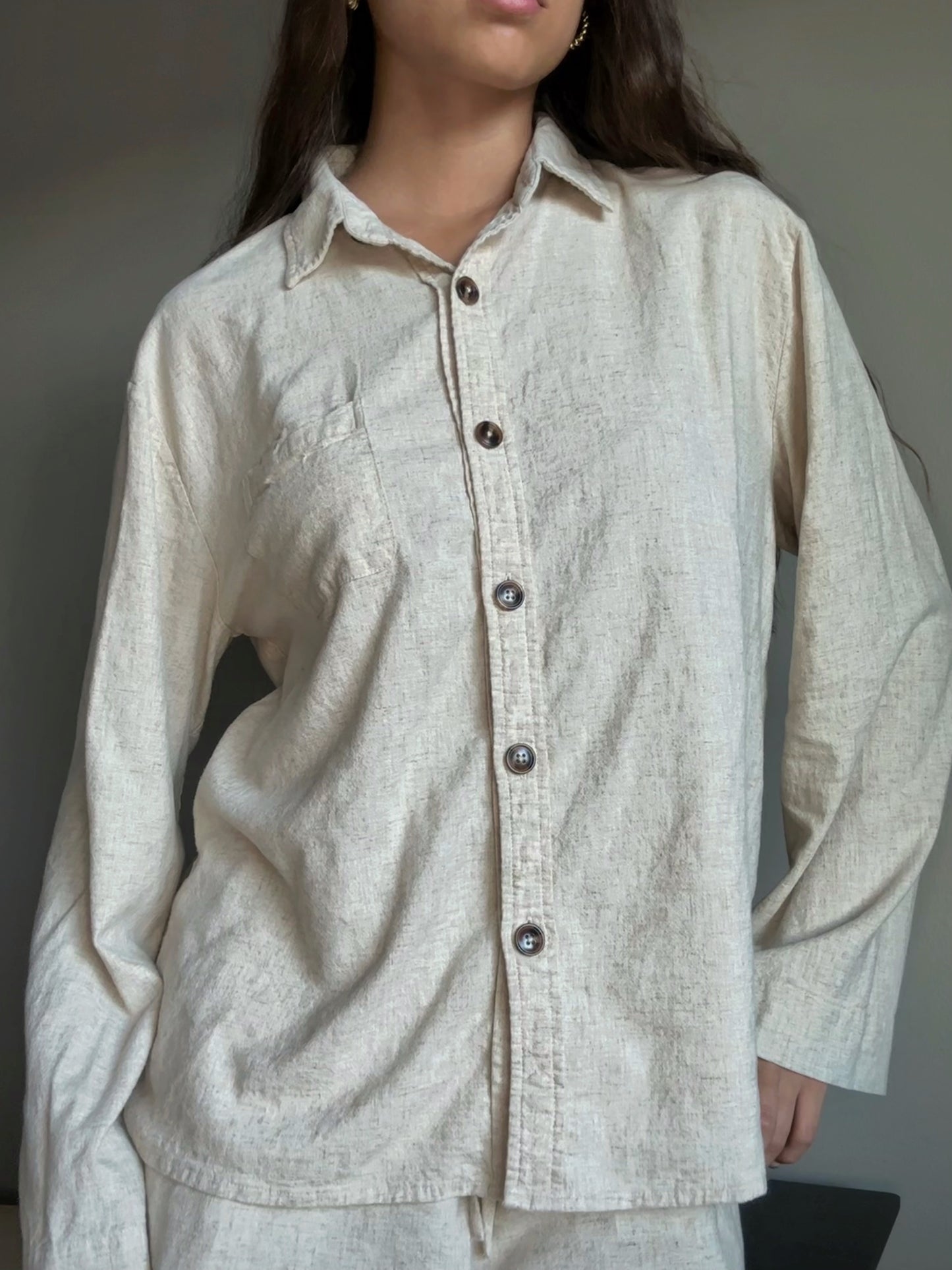 Klassic eM Beige Linen Matching Set— Neutral 100% Linen Two-Piece Outfit
