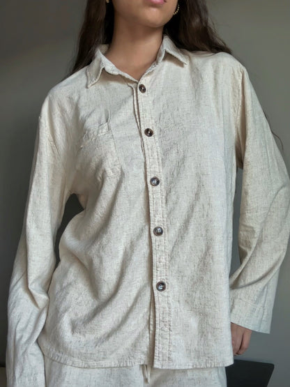 Klassic eM Beige Linen Matching Set— Neutral 100% Linen Two-Piece Outfit