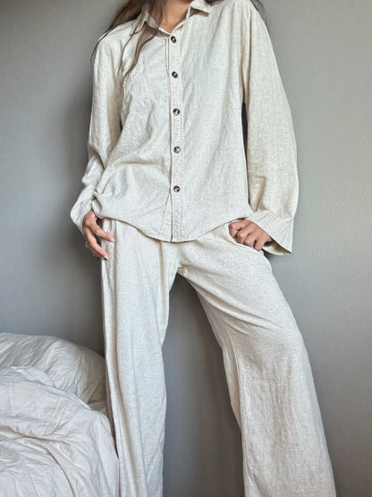 Klassic eM Beige Linen Matching Set— Neutral 100% Linen Two-Piece Outfit