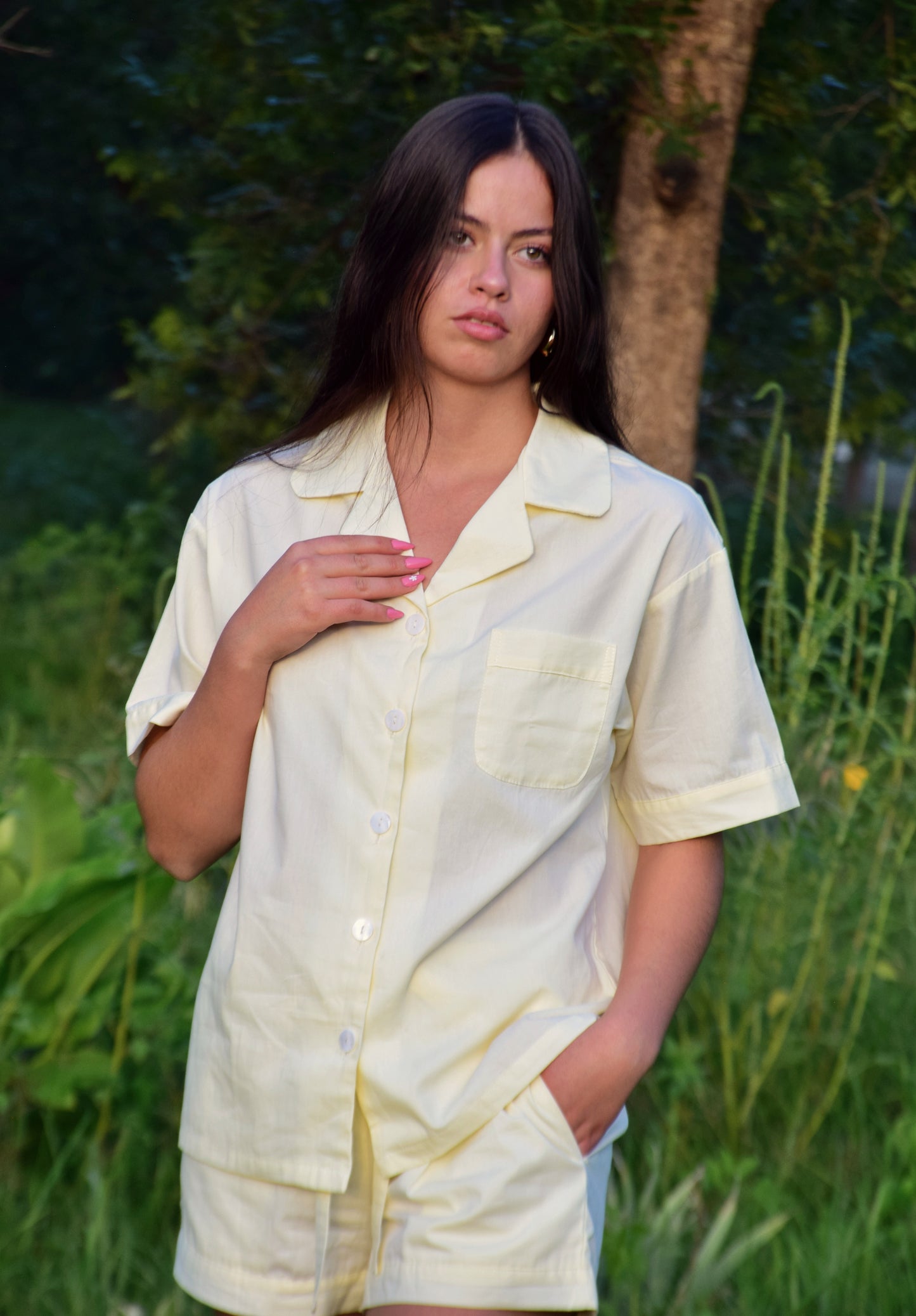 Klassic eM Yellow Cotton Sleepwear Set — 100% Cotton Short Sleeve & Short Pajama Set